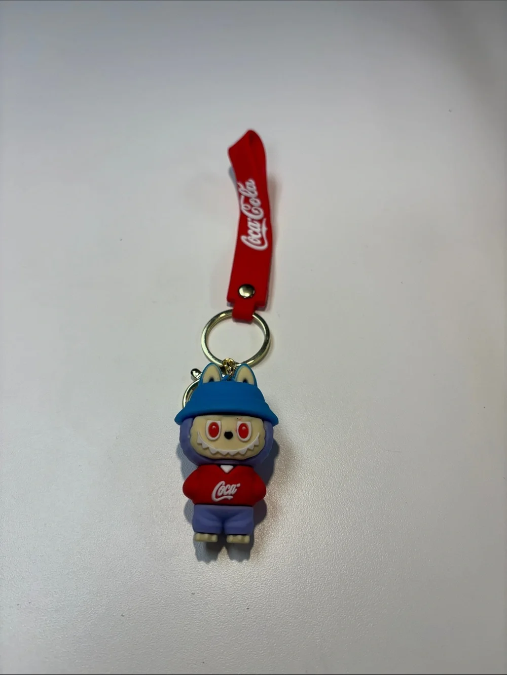 Coca Cola Red, Blue & Purple Plush Character Keychain with Logo Strap NWOT